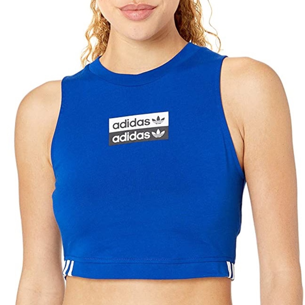 Adidas Cropped Tank Top Blue XS